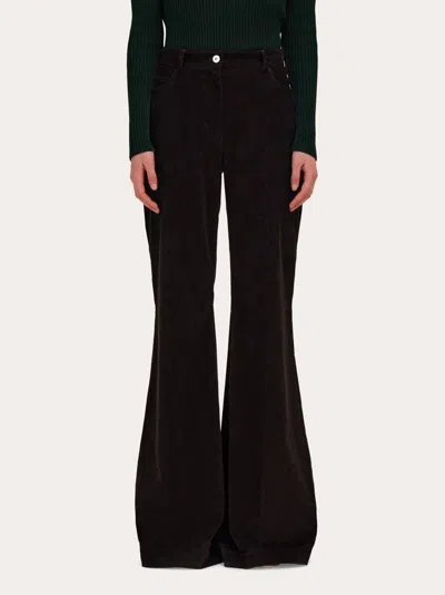 Ferragamo Sport Cotton-blend Flared Pants In Brown