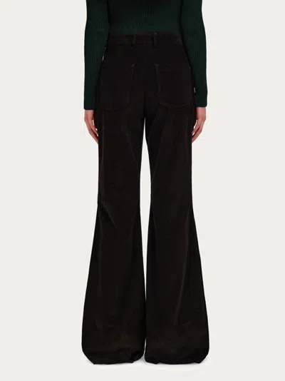 Ferragamo Sport Cotton-blend Flared Pants In Brown