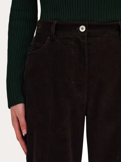 Ferragamo Sport Cotton-blend Flared Pants In Brown