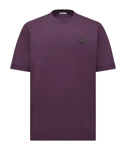 Moncler T-shirt En Coton À Empiècement Logo In Purple