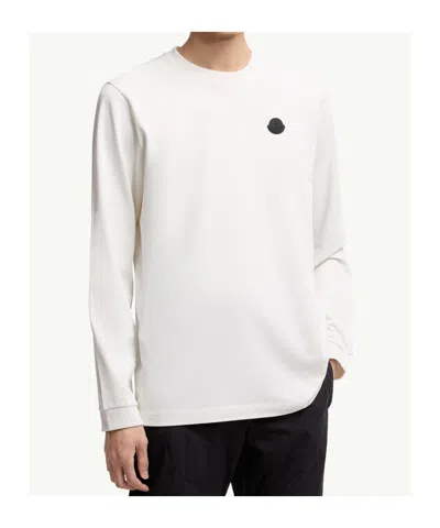 Moncler Graphic Logo Long Sleeve Cotton T-shirt In White