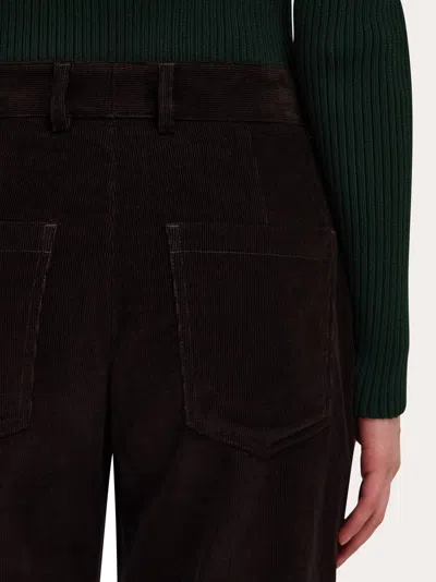 Ferragamo Sport Cotton-blend Flared Pants In Brown