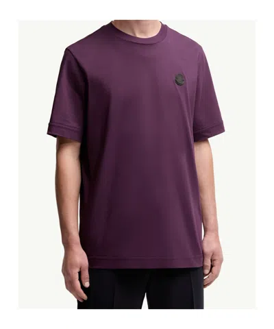 Moncler T-shirt En Coton À Empiècement Logo In Purple