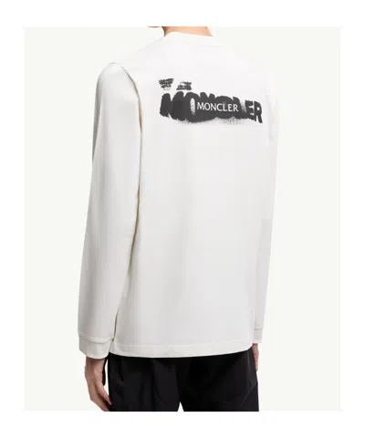 Moncler Graphic Logo Long Sleeve Cotton T-shirt In White
