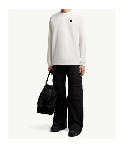 Moncler Graphic Logo Long Sleeve Cotton T-shirt In White