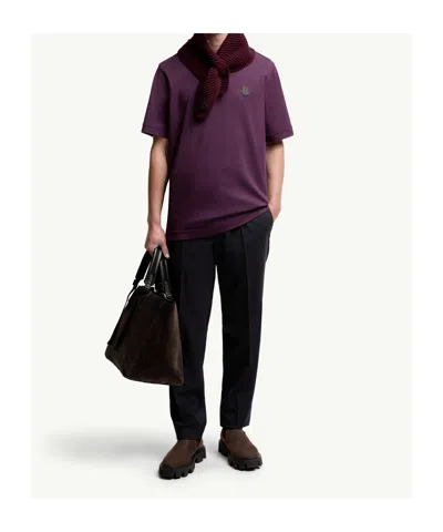 Moncler T-shirt En Coton À Empiècement Logo In Purple