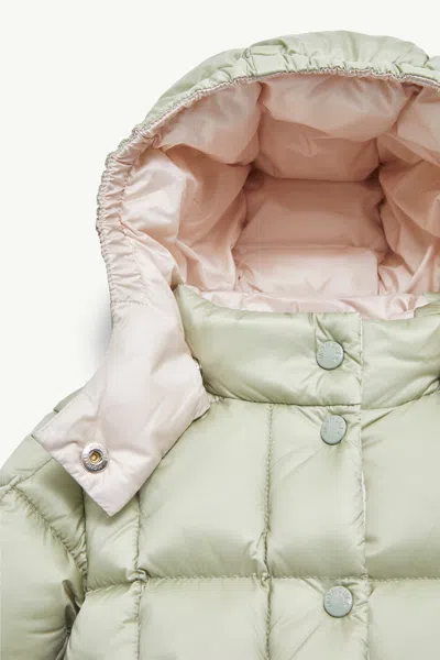 Moncler Long-sleeved Hooded Down Jacket In Neutral