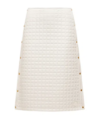 Moncler Quilted Button-fastening Midi Skirt In White