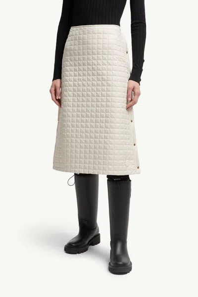 Moncler Quilted Button-fastening Midi Skirt In White