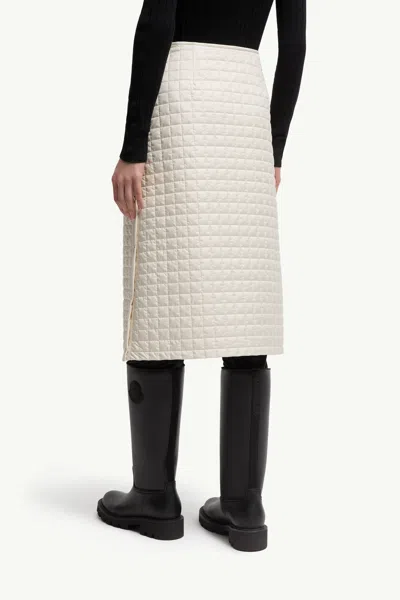 Moncler Quilted Button-fastening Midi Skirt In White