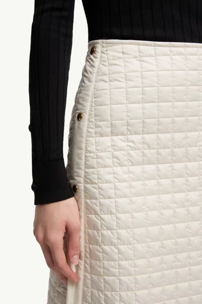Moncler Quilted Button-fastening Midi Skirt In White