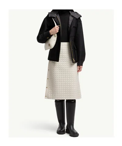 Moncler Quilted Button-fastening Midi Skirt In White