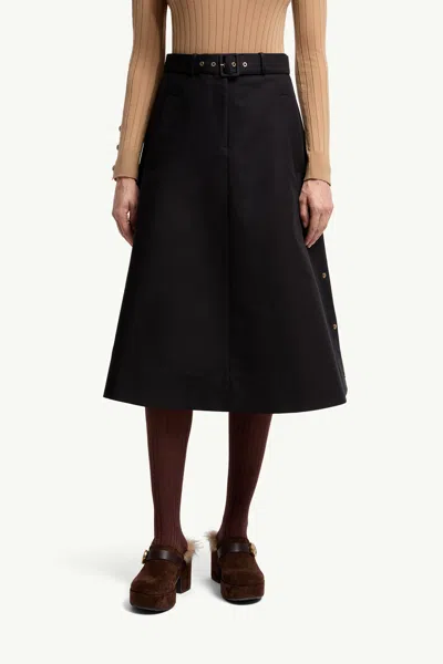 Moncler Belted Button-fastening Midi Skirt In Black