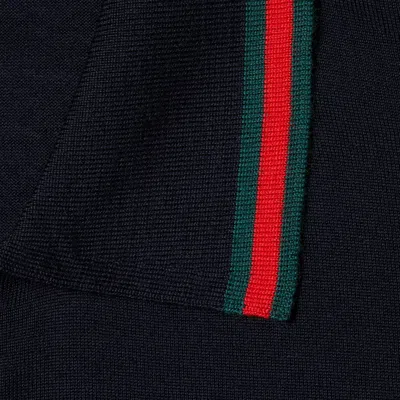 Gucci Mens Ink Green Red Brand-trim Regular-fit Wool Sweatshirt In Black