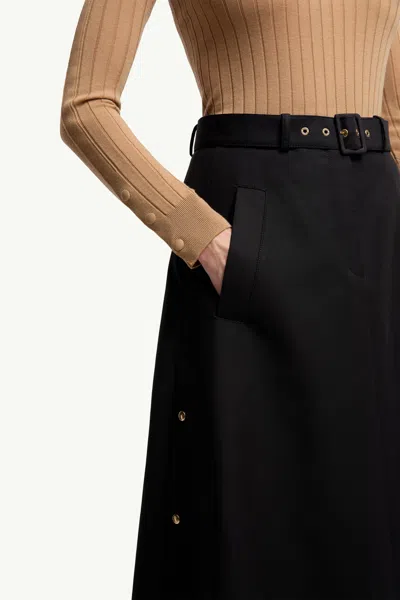 Moncler Belted Button-fastening Midi Skirt In Black