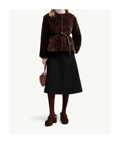 Moncler Belted Button-fastening Midi Skirt In Black