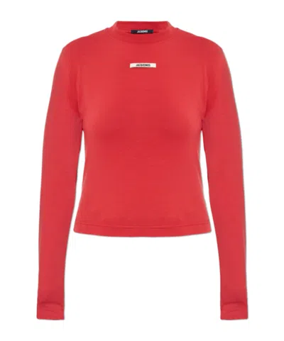 Jacquemus Women Long-sleeved T-shirt With Applique In Red