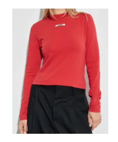 Jacquemus Women Long-sleeved T-shirt With Applique In Red
