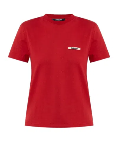 Jacquemus Round Neck Short Sleeve T-shirt In Red