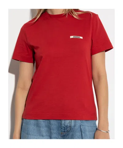 Jacquemus Round Neck Short Sleeve T-shirt In Red