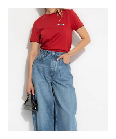 Jacquemus Round Neck Short Sleeve T-shirt In Red