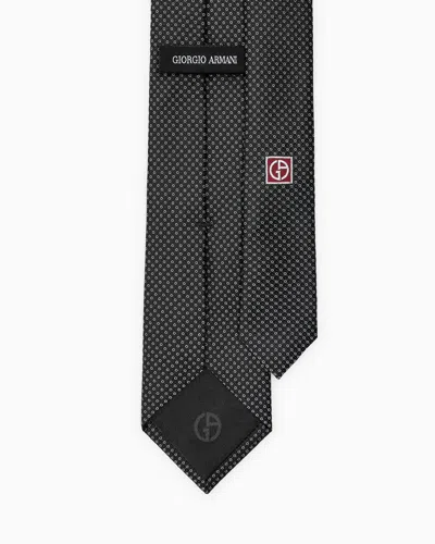 Giorgio Armani Cravate En Soie Et Cachemire Jacquard In Black