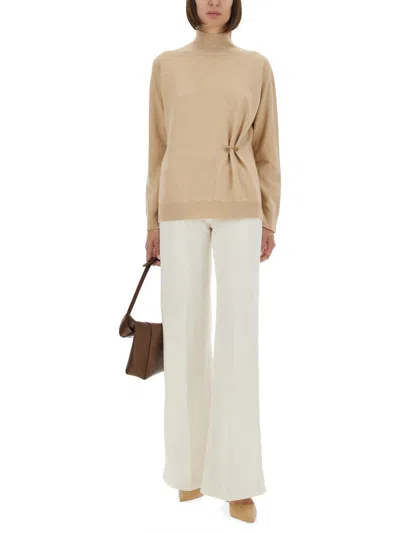 Fabiana Filippi Beige Virgin Wool Silk Tops In Yellow