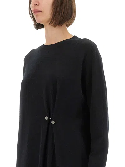 Fabiana Filippi Black Wool Silk Cashmere Dresses In Black