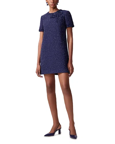 Carolina Herrera Crystal Embellished Stretch Crepe Minidress In Blue