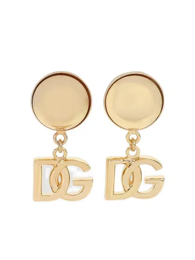 Dolce & Gabbana Dg Clips Brass Half-moon Stud Earrings In Gold