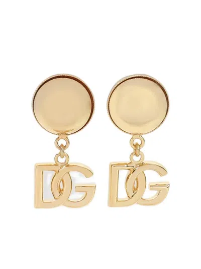 Dolce & Gabbana Dg Clips Brass Half-moon Stud Earrings In Gold
