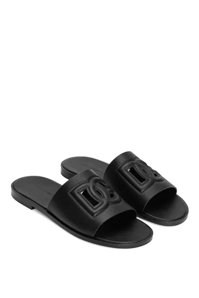 Dolce & Gabbana Sandal With Logo In Gray