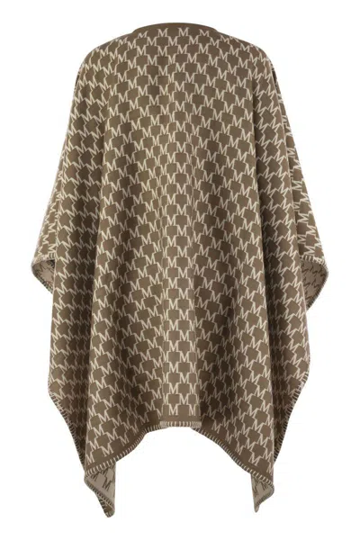 Max Mara Maxmara Women Editti - Wool And Cotton Jacquard Poncho In Brown