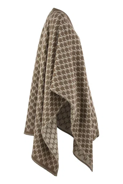Max Mara Maxmara Women Editti - Wool And Cotton Jacquard Poncho In Brown