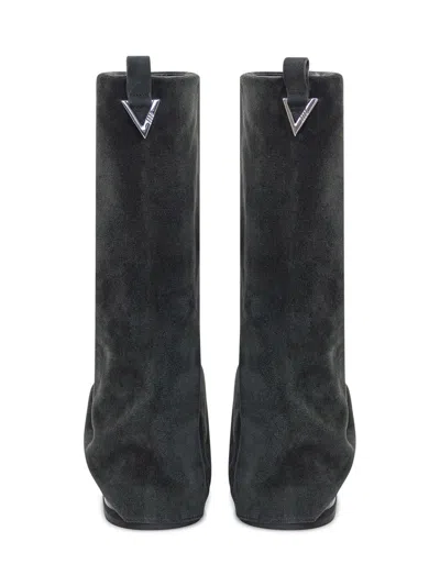 Attico Slouch Suede Knee-high Boots In Gray