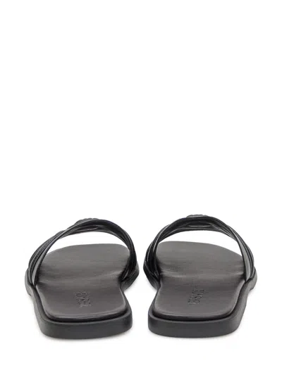 Versace Round Toe Slippers In Black