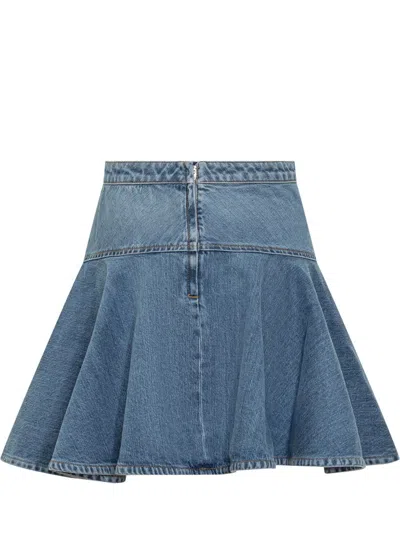Givenchy Denim Flared Short A-line Skirt In Blue