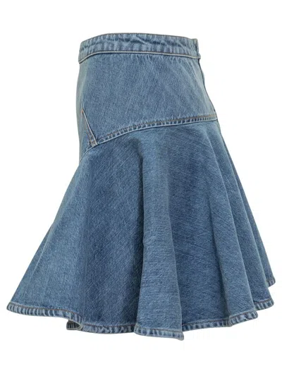 Givenchy Denim Flared Short A-line Skirt In Blue