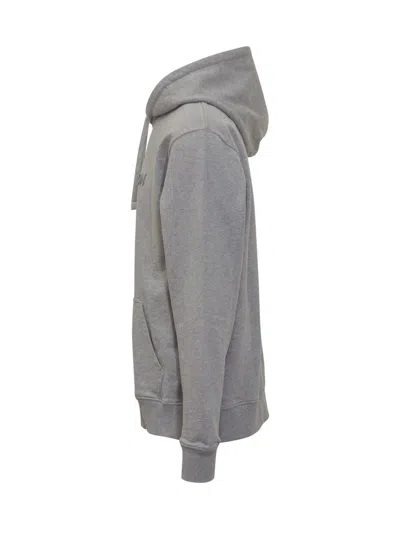 Jw Anderson Hooded Sweatshirt Drawstring Ribbed Cuffs Kangaroo Pocket In Gray