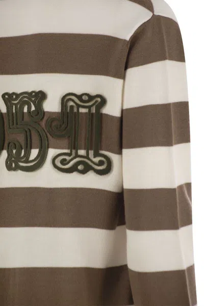 Max Mara Fiemme Striped Knit Cardigan In Brown