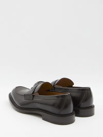Gucci Web-stripe Leather Loafers In Black