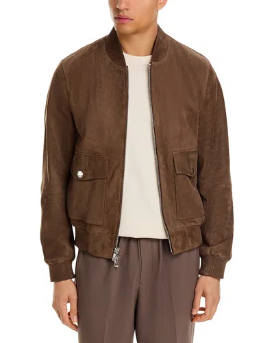 Michael Kors Suede Bomber Jacket In Brown