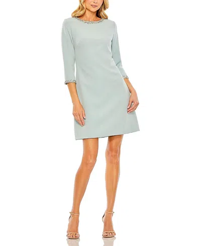 Mac Duggal A-line Embellished Cocktail Dress In Blue
