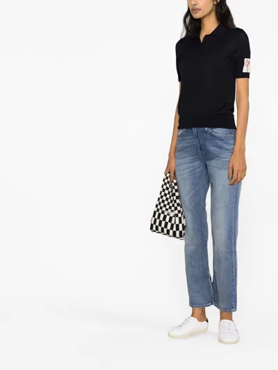 Golden Goose Navy Blue Polo In Virgin Wool In Black