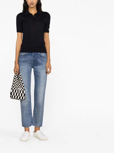 Golden Goose Navy Blue Polo In Virgin Wool In Black