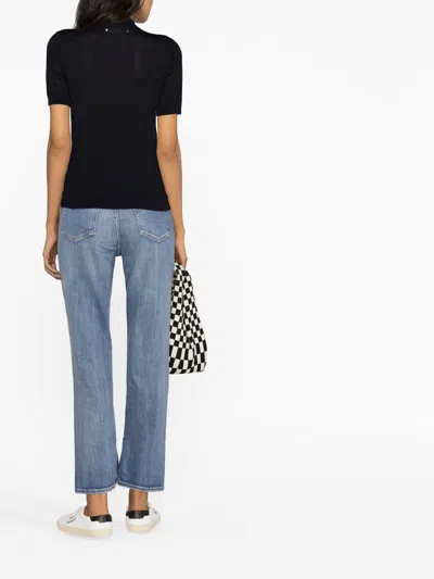 Golden Goose Navy Blue Polo In Virgin Wool In Black