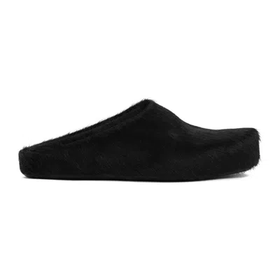 Marni Men Black Calf Hair Fussbett Slippers