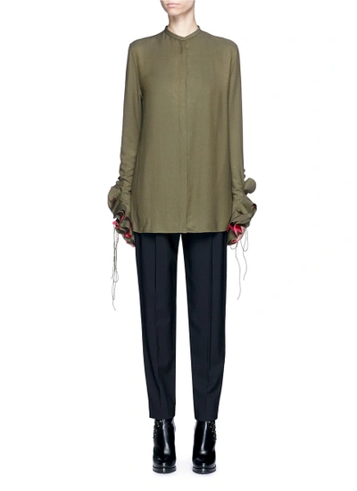 Shop Haider Ackermann Ruffle Lace-up Sleeve Twill Shirt