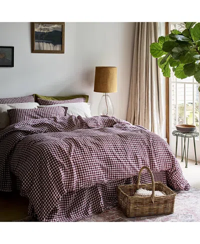 Piglet In Bed Gingham Linen Blend Duvet Cover, Twin In Pattern
