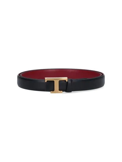 Tod's T Timeless Reversible Belt In Black